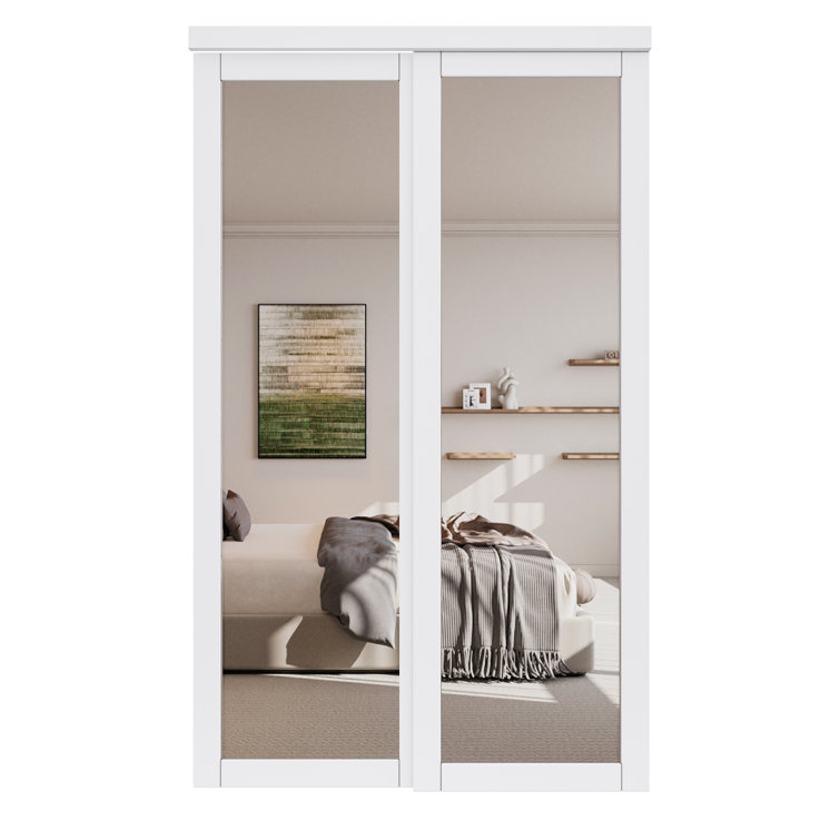 ARK DESIGN 80" Mirrored Closet Sliding Doors With Hardware Kit Wayfair